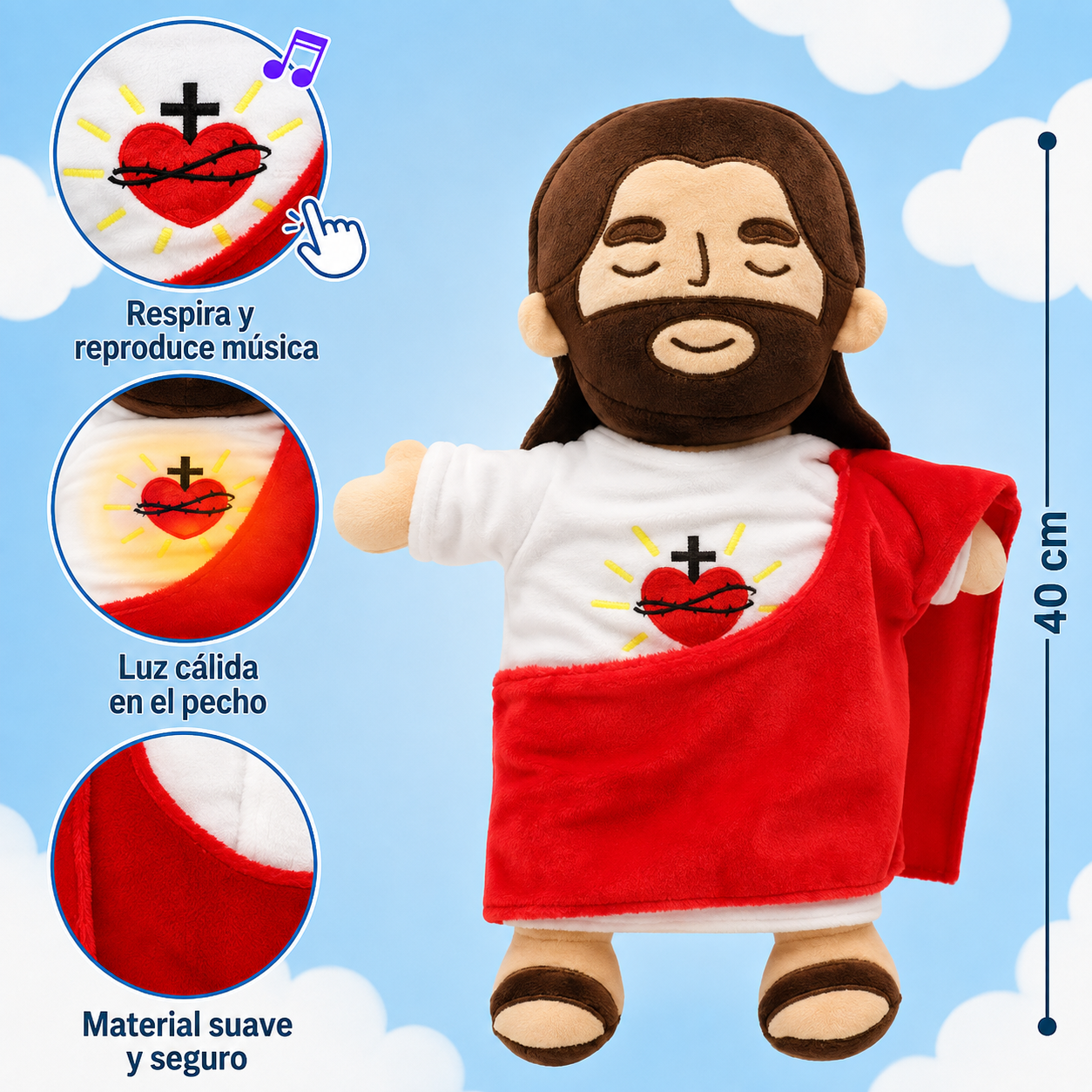 Peluche de Jesús con Respiración Relajante