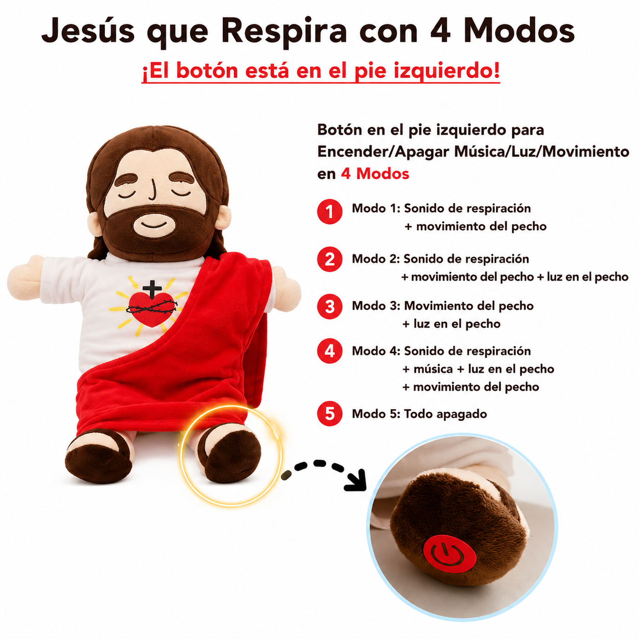 Peluche de Jesús con Respiración Relajante